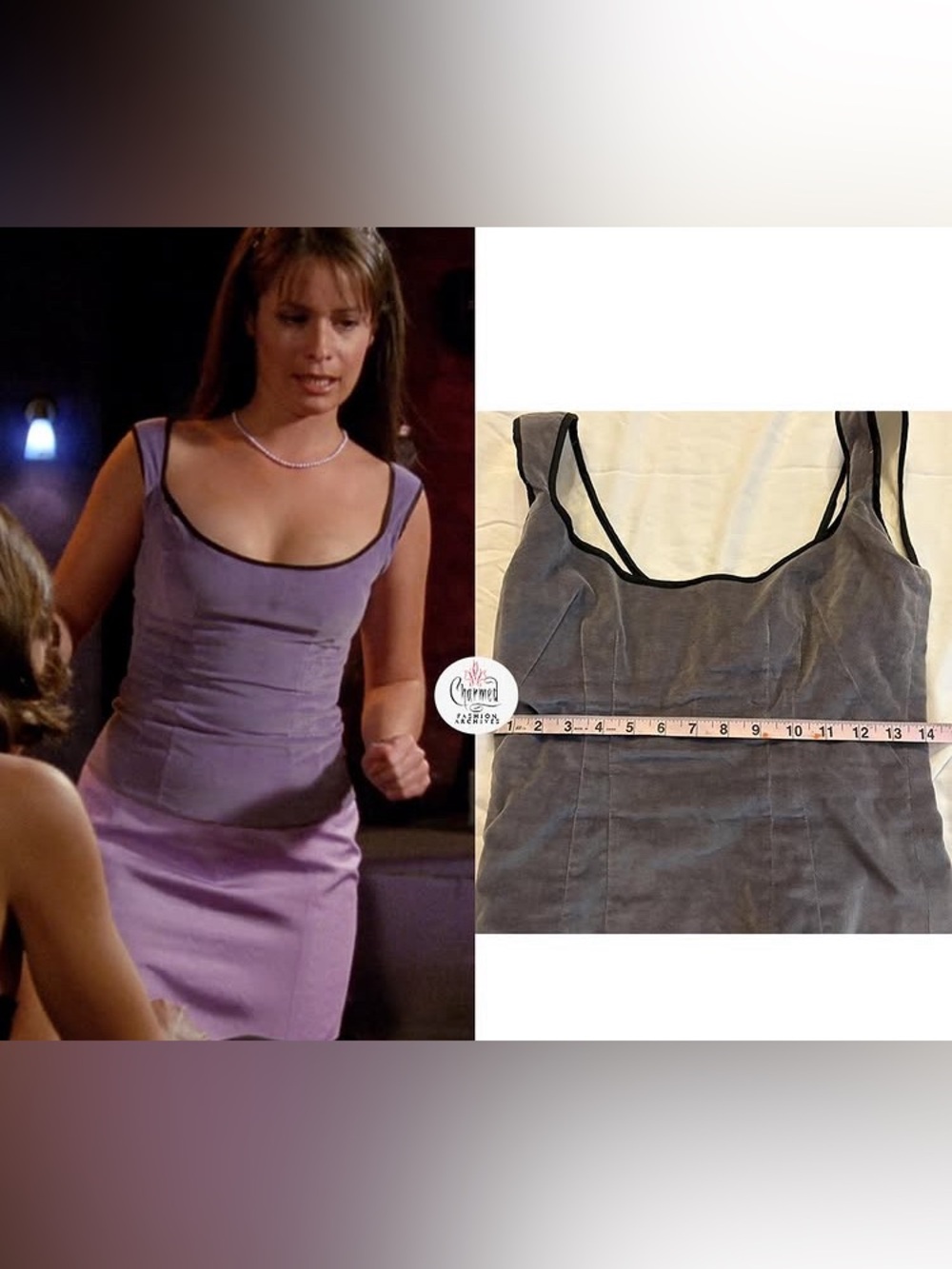ULTRA RARE Tracy Feith purple/gray corset zip up top ASO Piper Halliwell Charmed